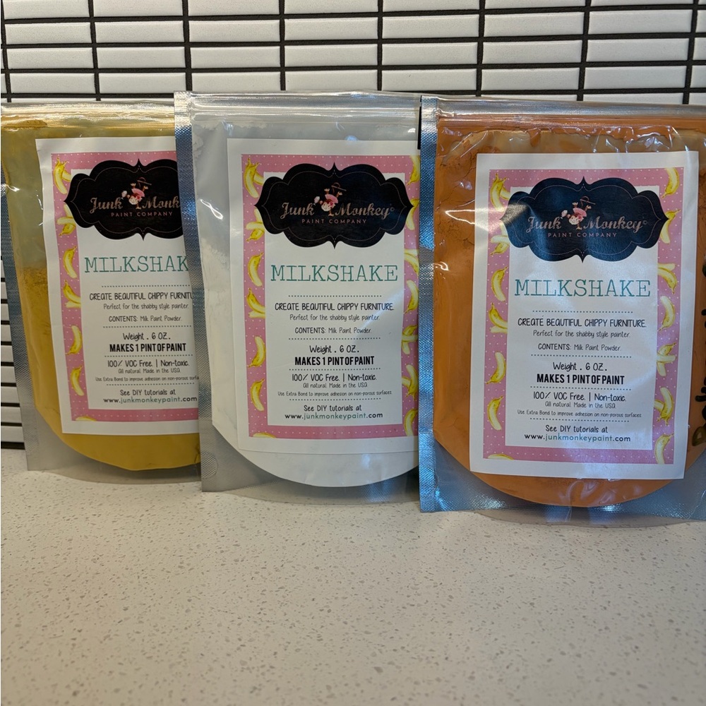 Junk Monkey Milkshake Milk Paint Set of 3 - grey yellow orange